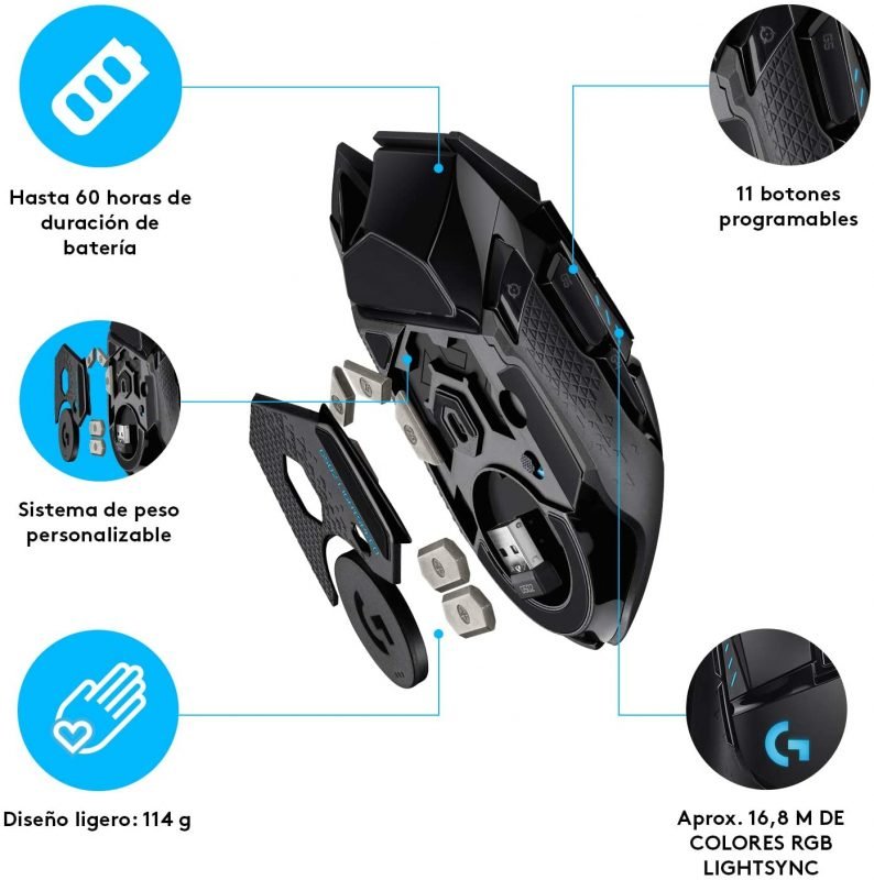 Logitech g502 Lightspeed Partes del mouse